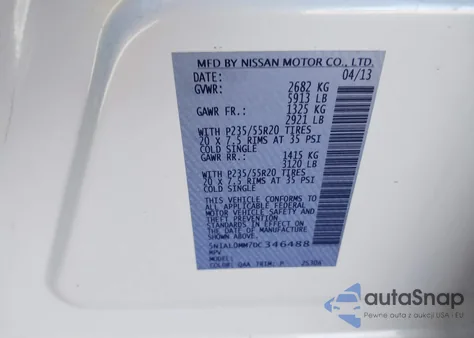 2013 Infiniti Jx35 из США, поврежденный, VIN 5N1AL0MM7DC346488